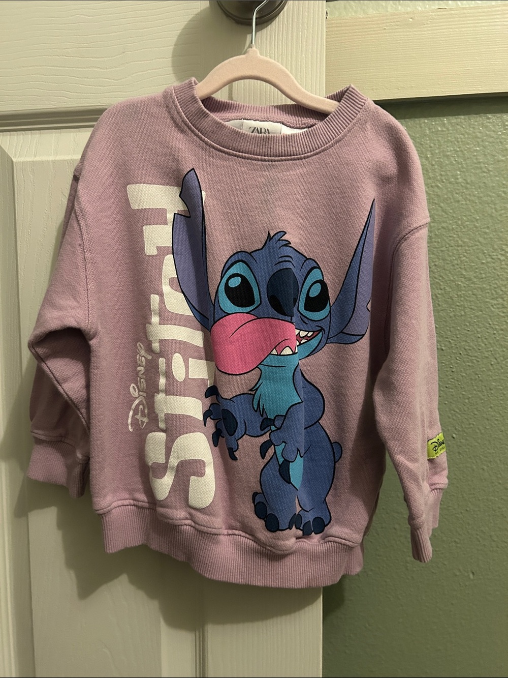 Zara Lilac Kids Sweatshirt with Blue Stitch Graphic